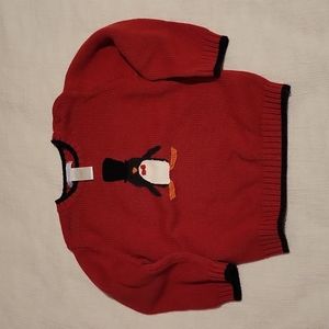 Janie and Jack 3T Penguin sweater with button shoulder detail